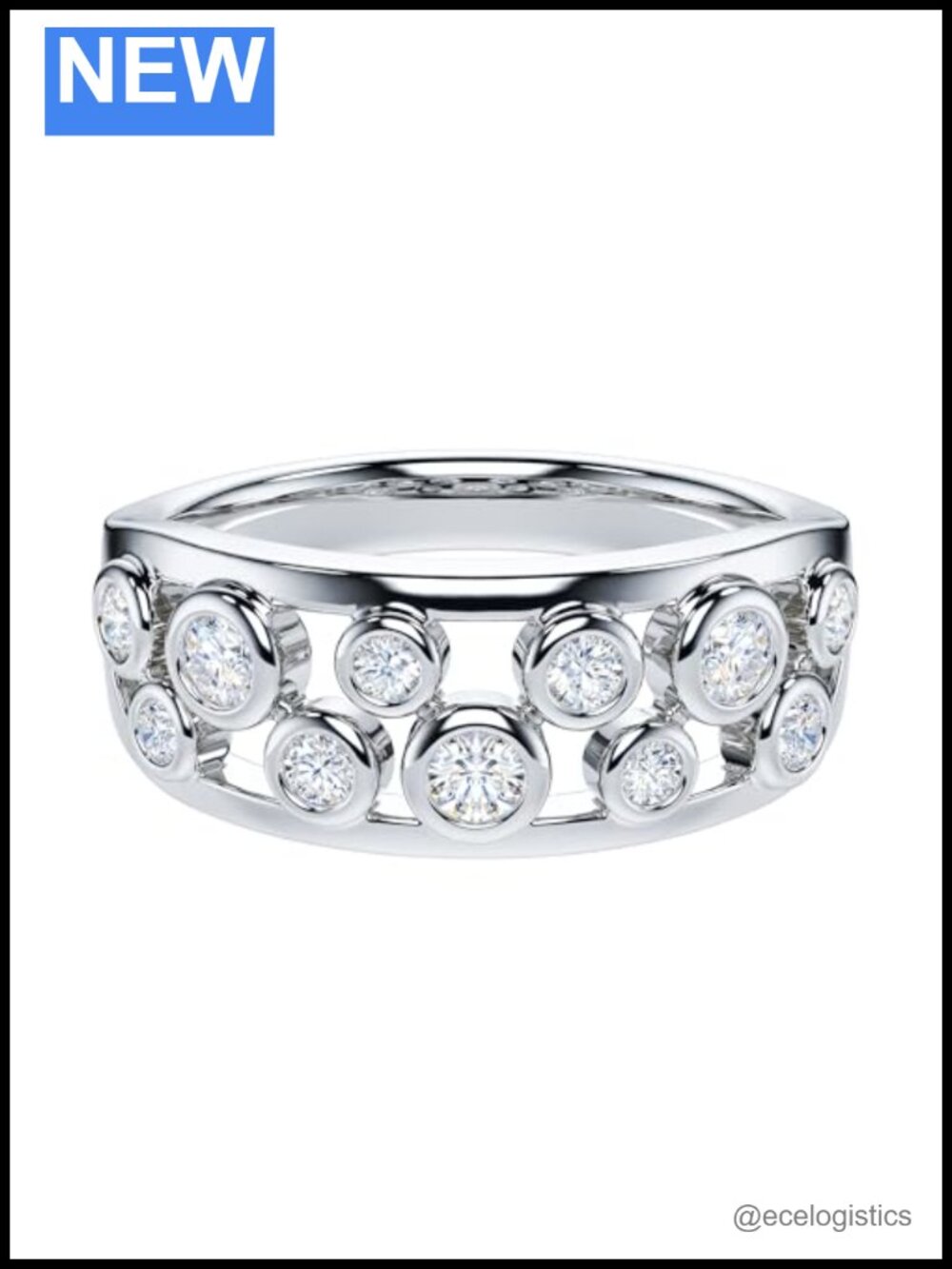 Sterling Silver Moissanite Eternity Ring Wedding Band